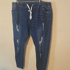Women’s Distressed Blue Jogger Jeans